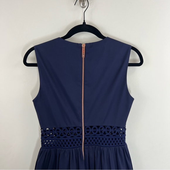 Ted Baker London Navy Blue Sleeveless Dayzey Fit and Flare Dress Size 1 (US 4) - Picture 10 of 15